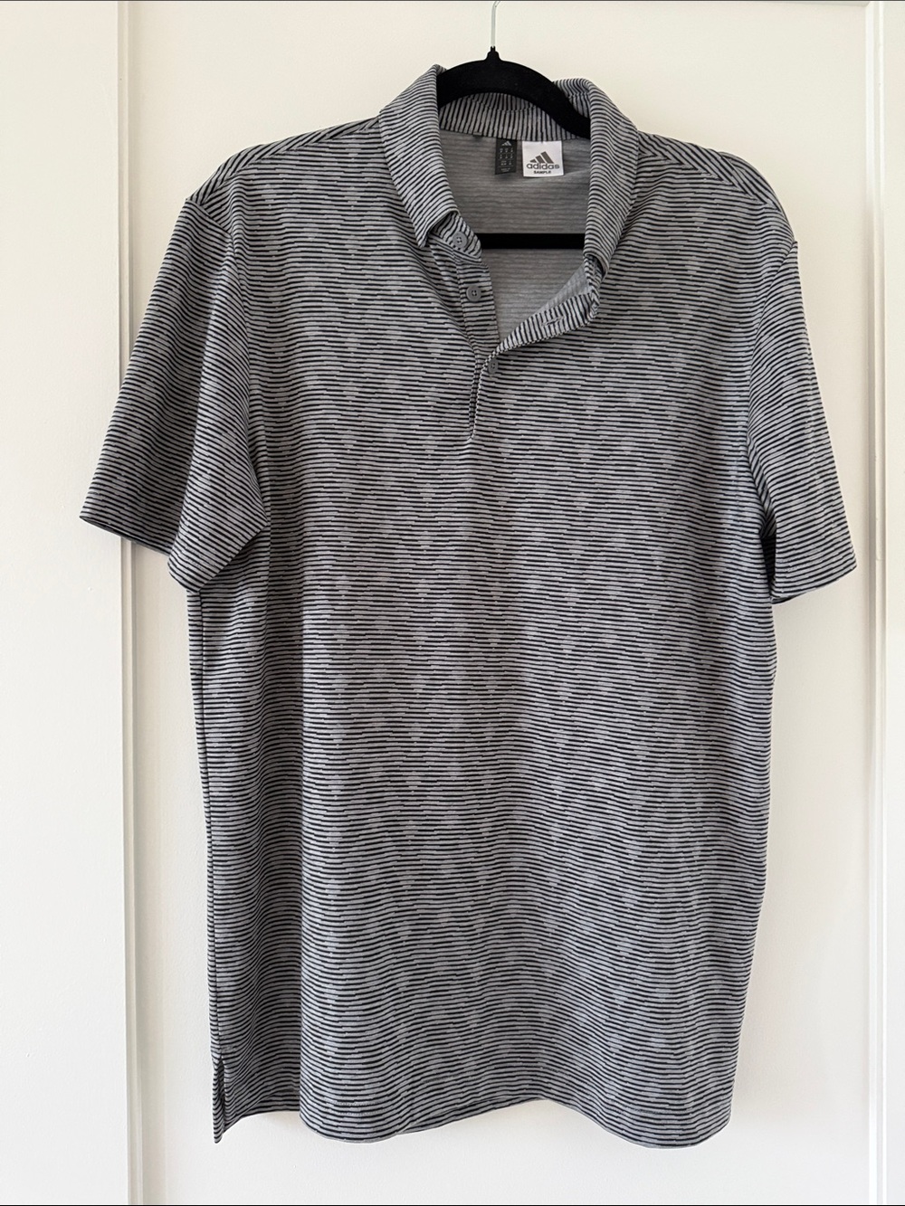 adidas Men’s Black & Gray Micro-Striped Polo